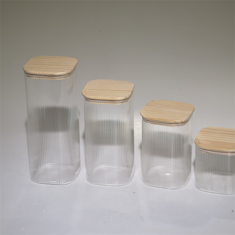 Glass Stripe Food Storage Canister