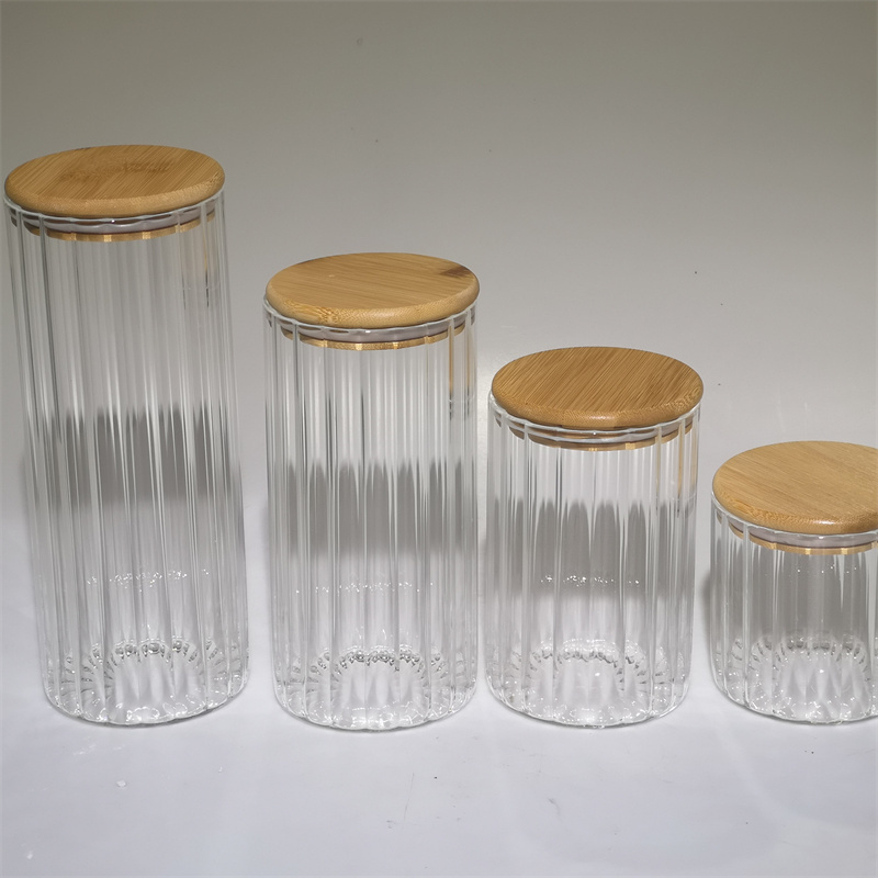 Glass Stripe Food Storage Canister