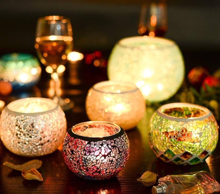 Light Gold Mosaic Candlestick Light Gold Mosaic Candlestick